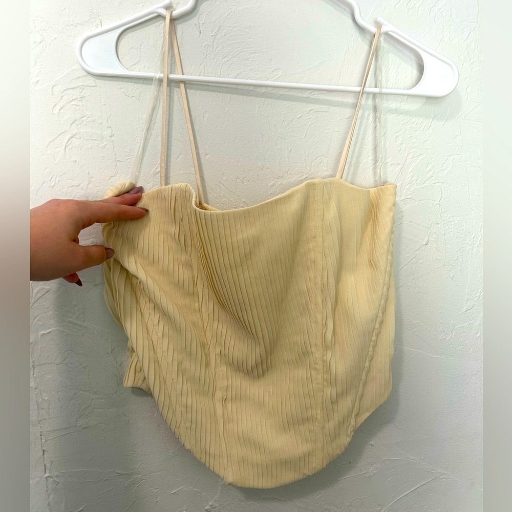 NWT Princess Polly Daintree Plisse Corset Top in Beige
